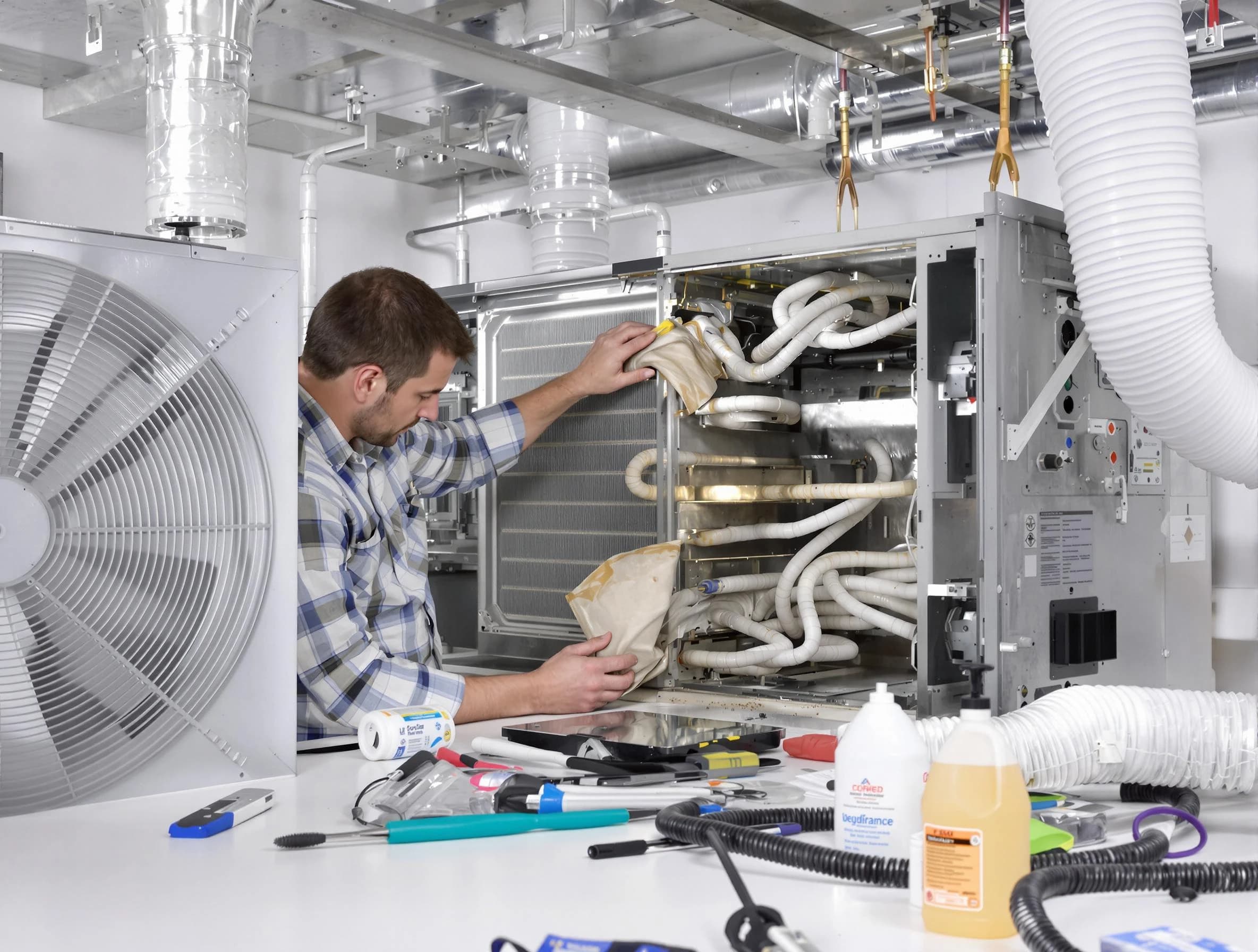 Thompson's Station Air Duct Cleaning specialist performing precision AC coil cleaning in Thompson's Station