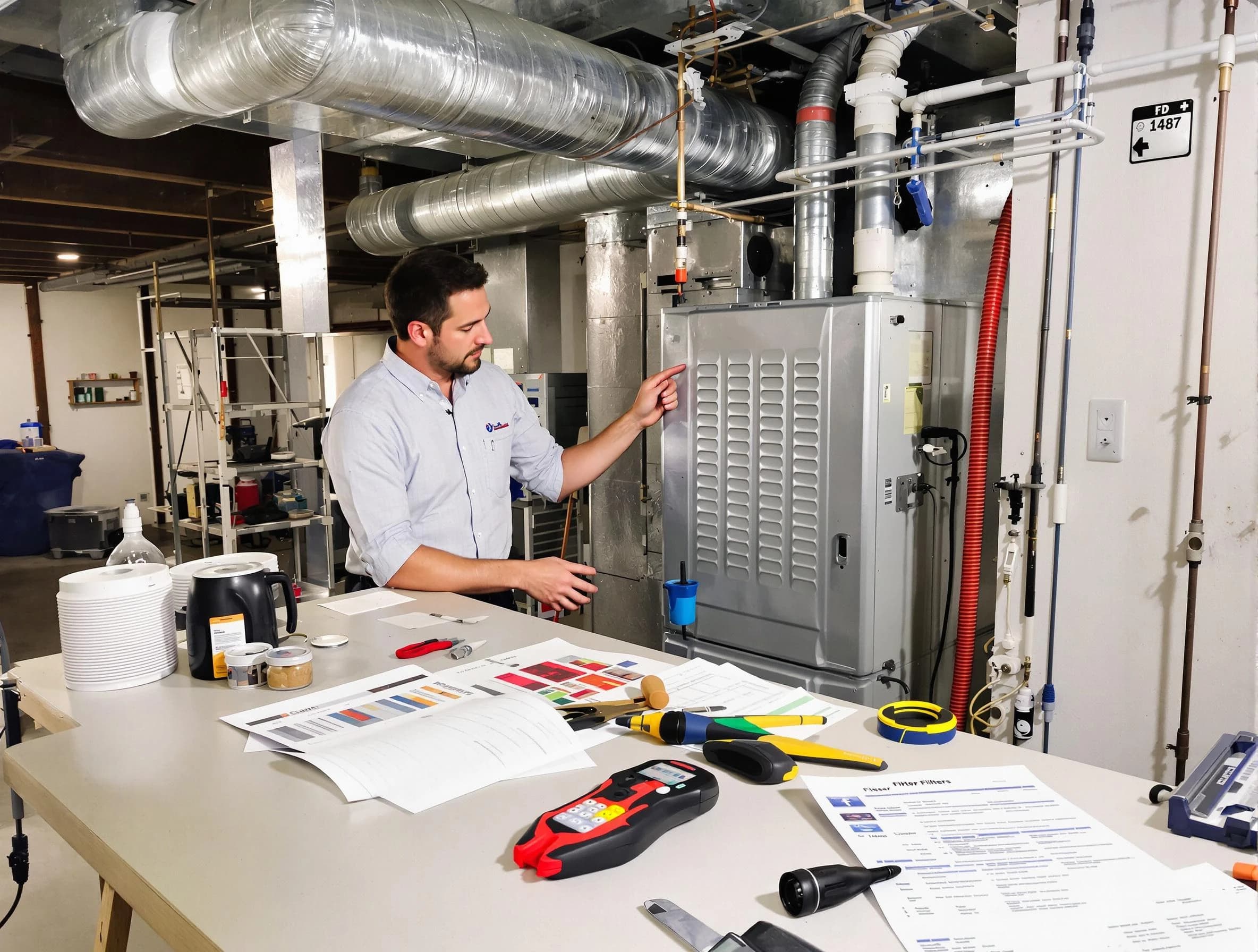 Thompson's Station Air Duct Cleaning inspector conducting detailed filter system evaluation using professional diagnostic tools in Thompson's Station