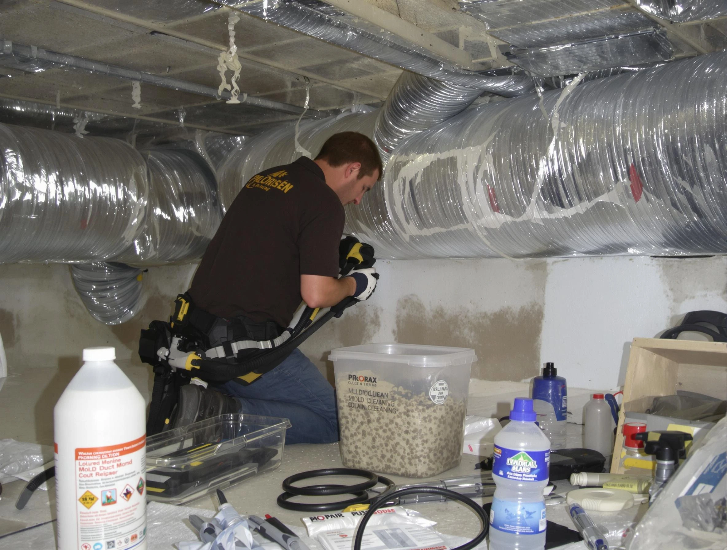 Thompson's Station Air Duct Cleaning specialist performing professional mold removal from air ducts in Thompson's Station