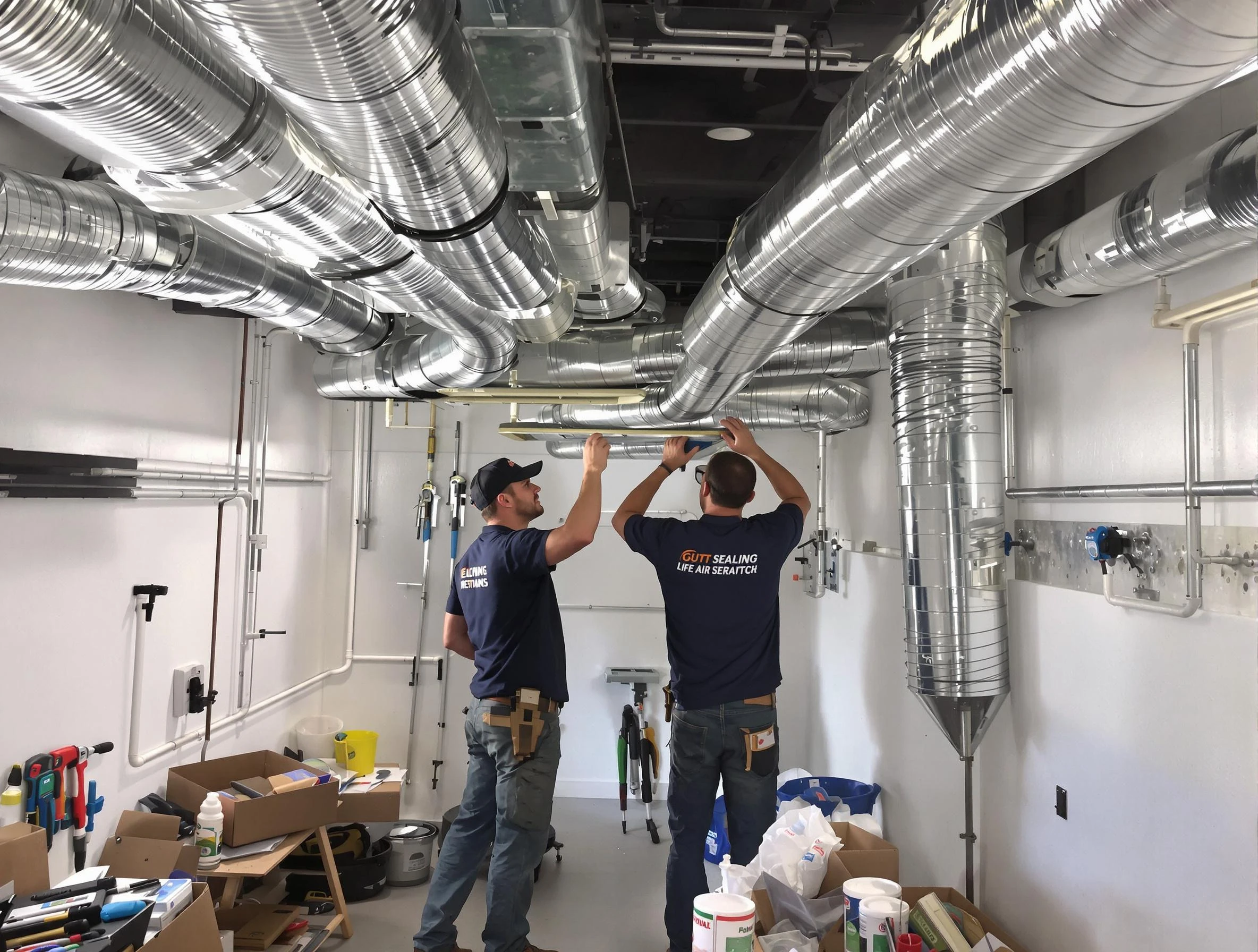 Thompson's Station Air Duct Cleaning technician applying professional duct sealing solutions in Thompson's Station