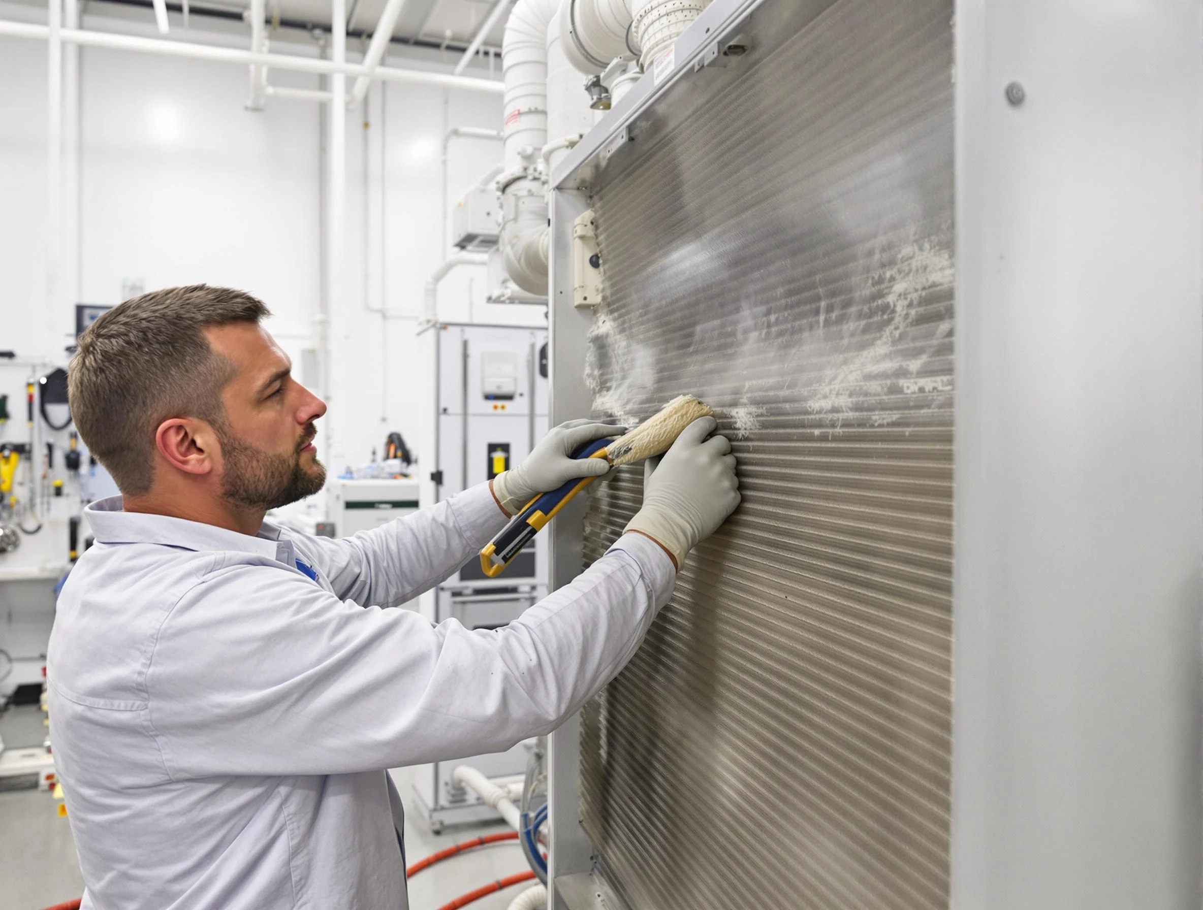 Thompson's Station Air Duct Cleaning technician performing precision commercial coil cleaning at a Thompson's Station business