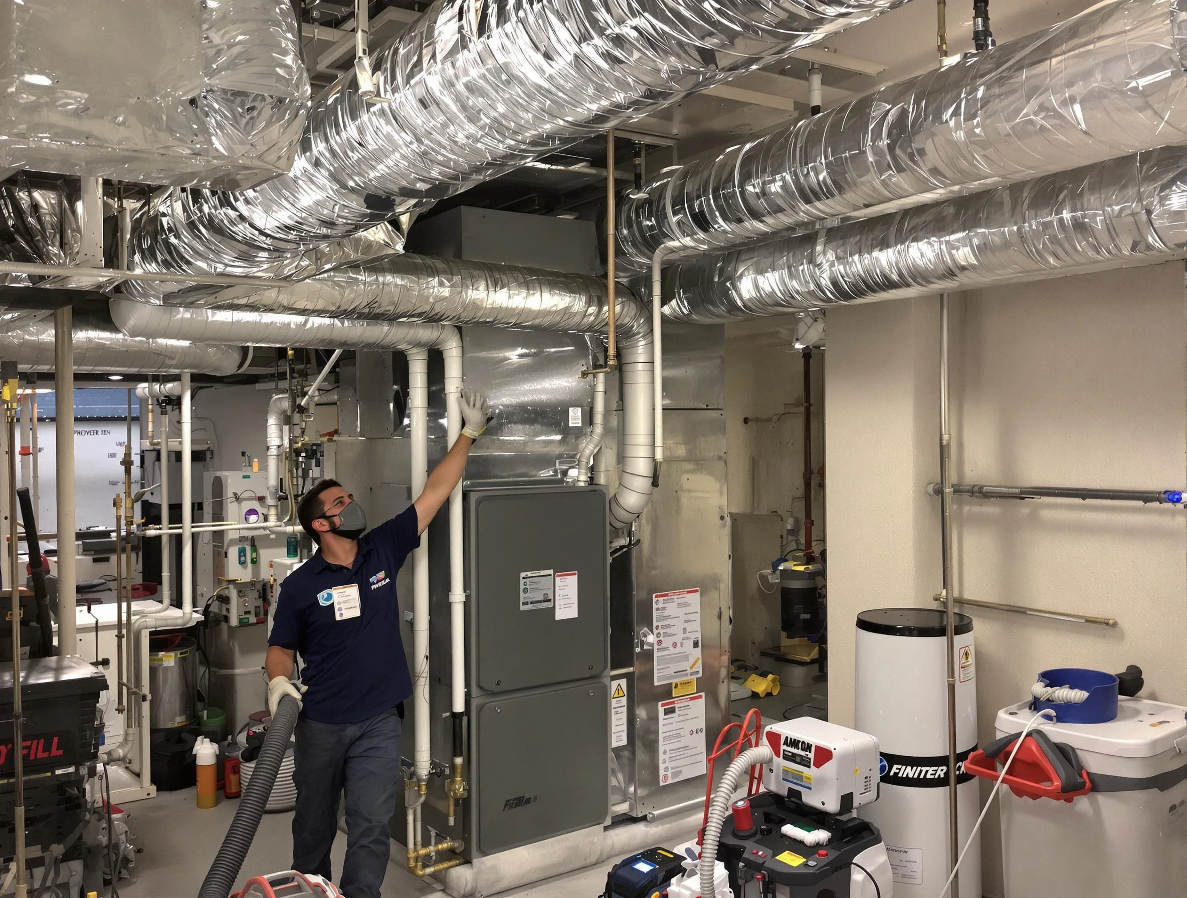 Thompson's Station Air Duct Cleaning specialist performing thorough furnace duct cleaning in a Thompson's Station residence