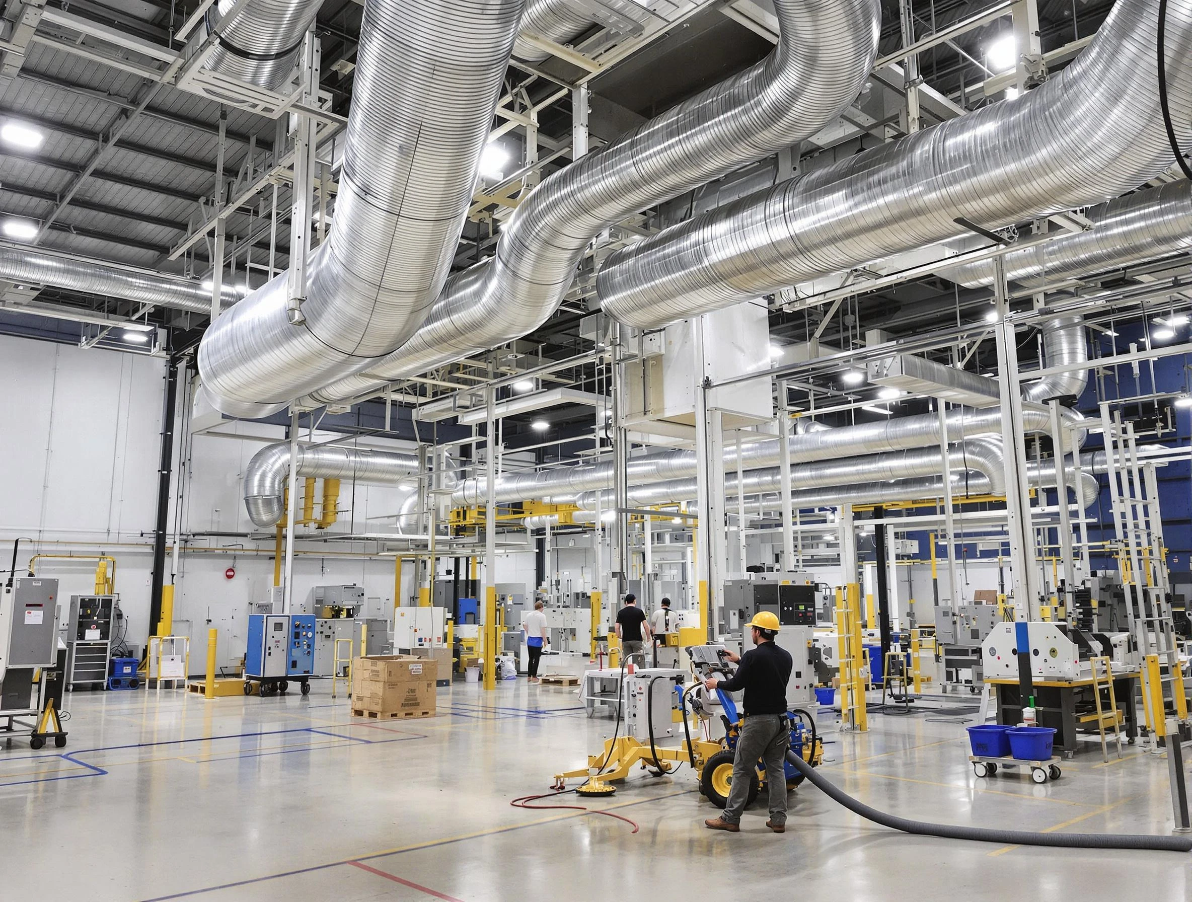 Thompson's Station Air Duct Cleaning team performing comprehensive industrial duct cleaning at a large facility in Thompson's Station